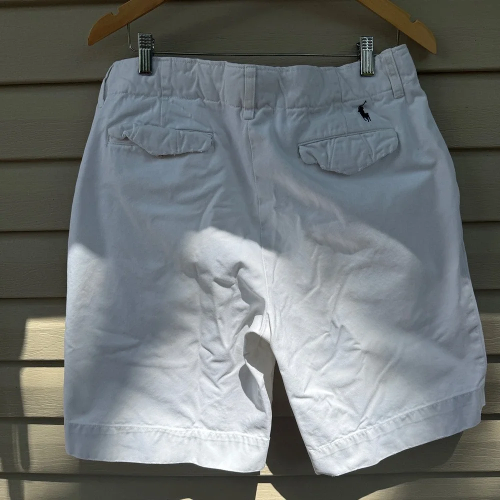 Vintage Polo Ralph‎ Lauren Mens 33 Chino Shorts White Cotton Preppy Casual